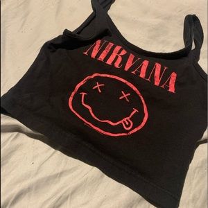 Black and pink Nirvana crop top size XS